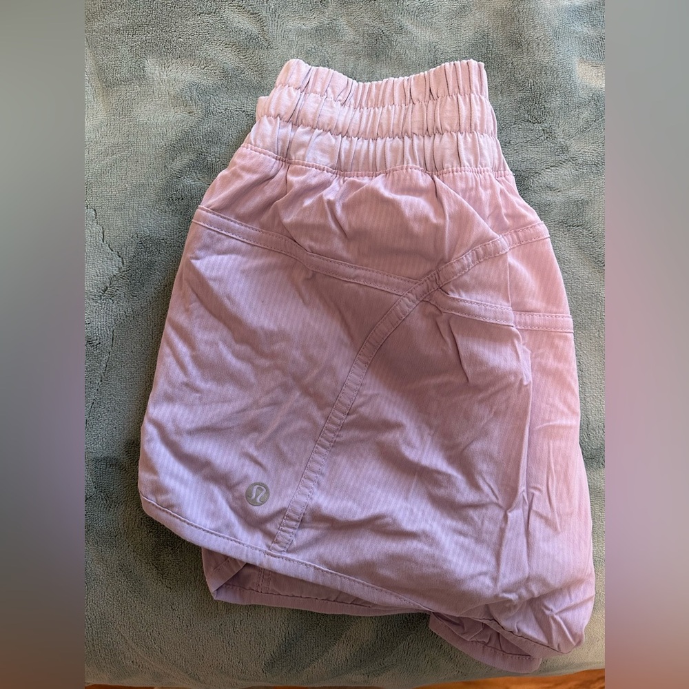 Women’s Lululemon Track That High-Rise Lined Short 3” light purple